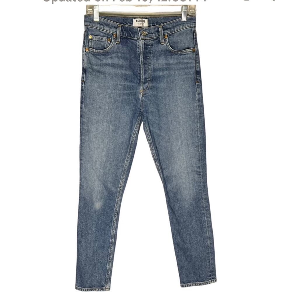 Agolde Blue Skinny Jeans High-Rise Medium Wash